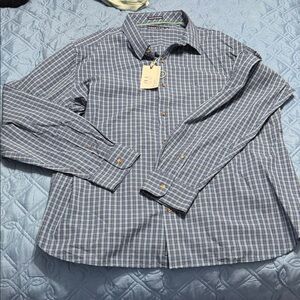 Fish Hippie Men's Navy and Green Plaid Shirt